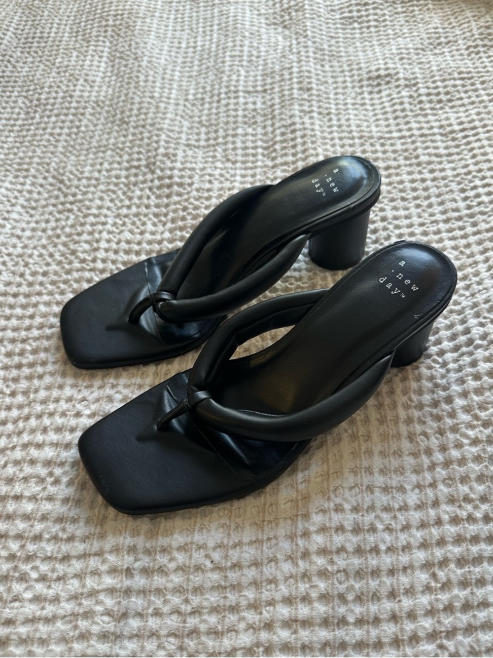 Black Padded Chunky Classy Mule Heels